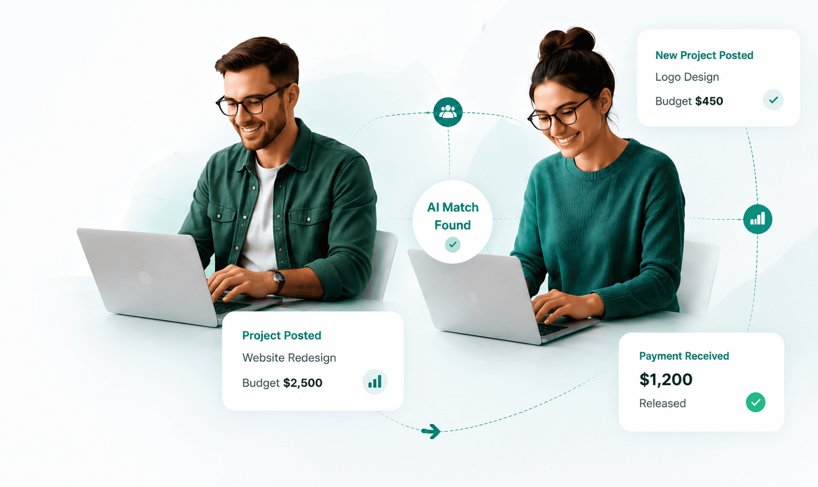 Freelancers working on a project